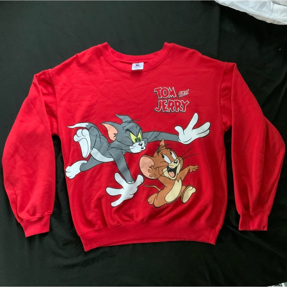 Tom and Jerry red crewneck hoodie